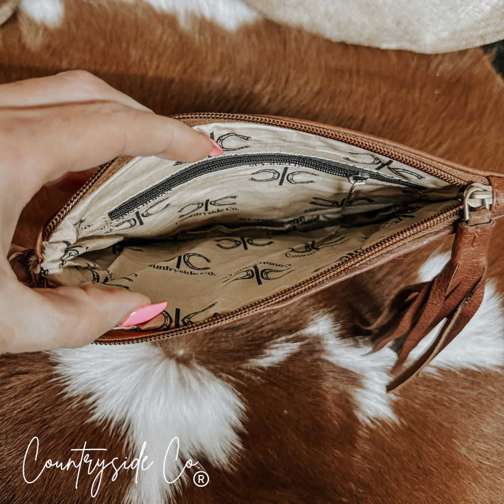 Countryside Co. Checkered Cowhide Wristlet Pouch