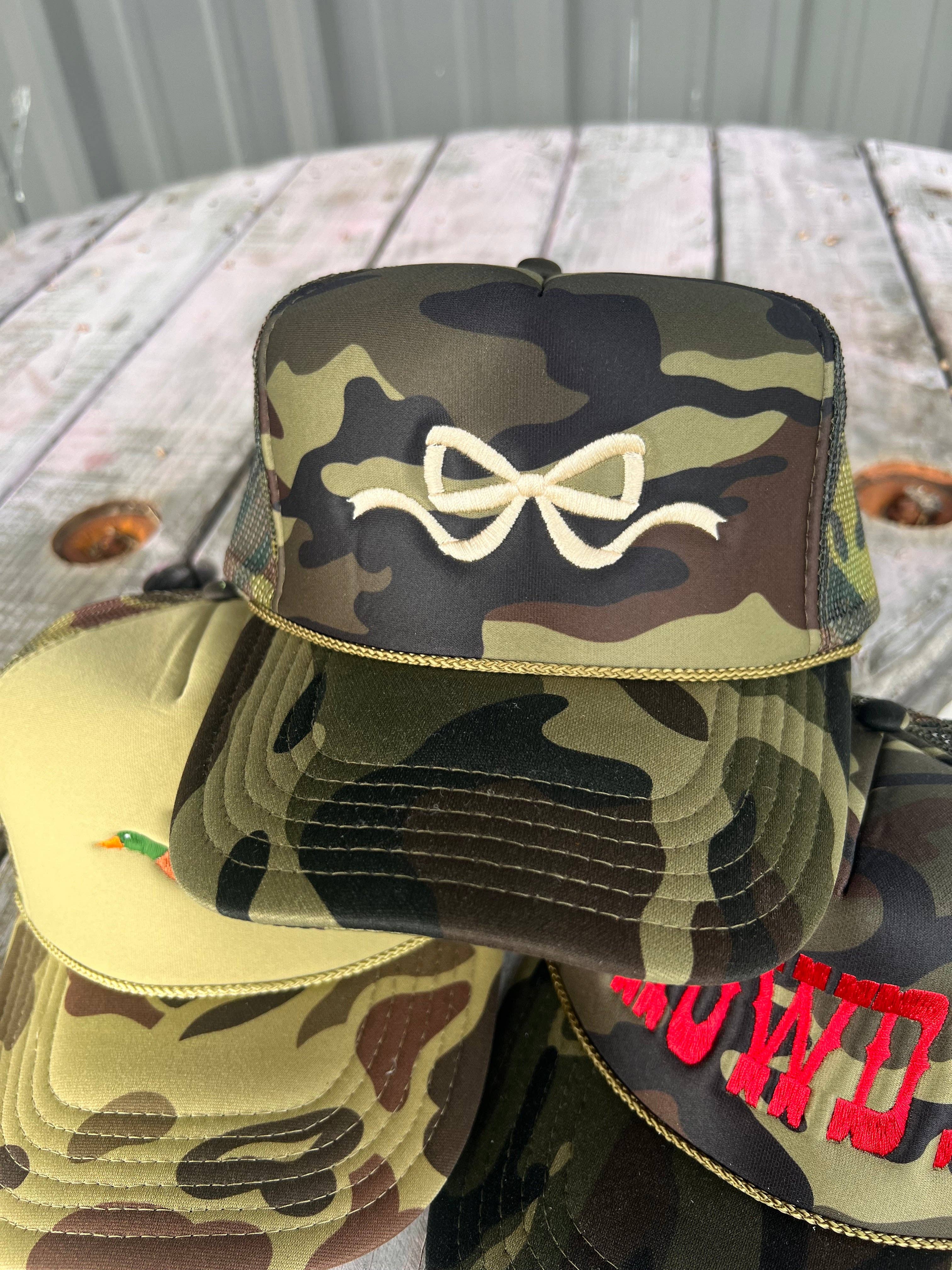 Coquette Bow Embroidery - Solid Camo Otto Trucker Hat