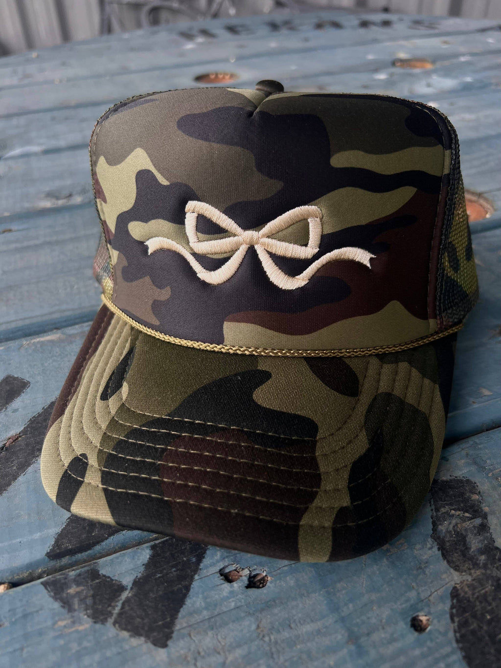 Coquette Bow Embroidery - Solid Camo Otto Trucker Hat