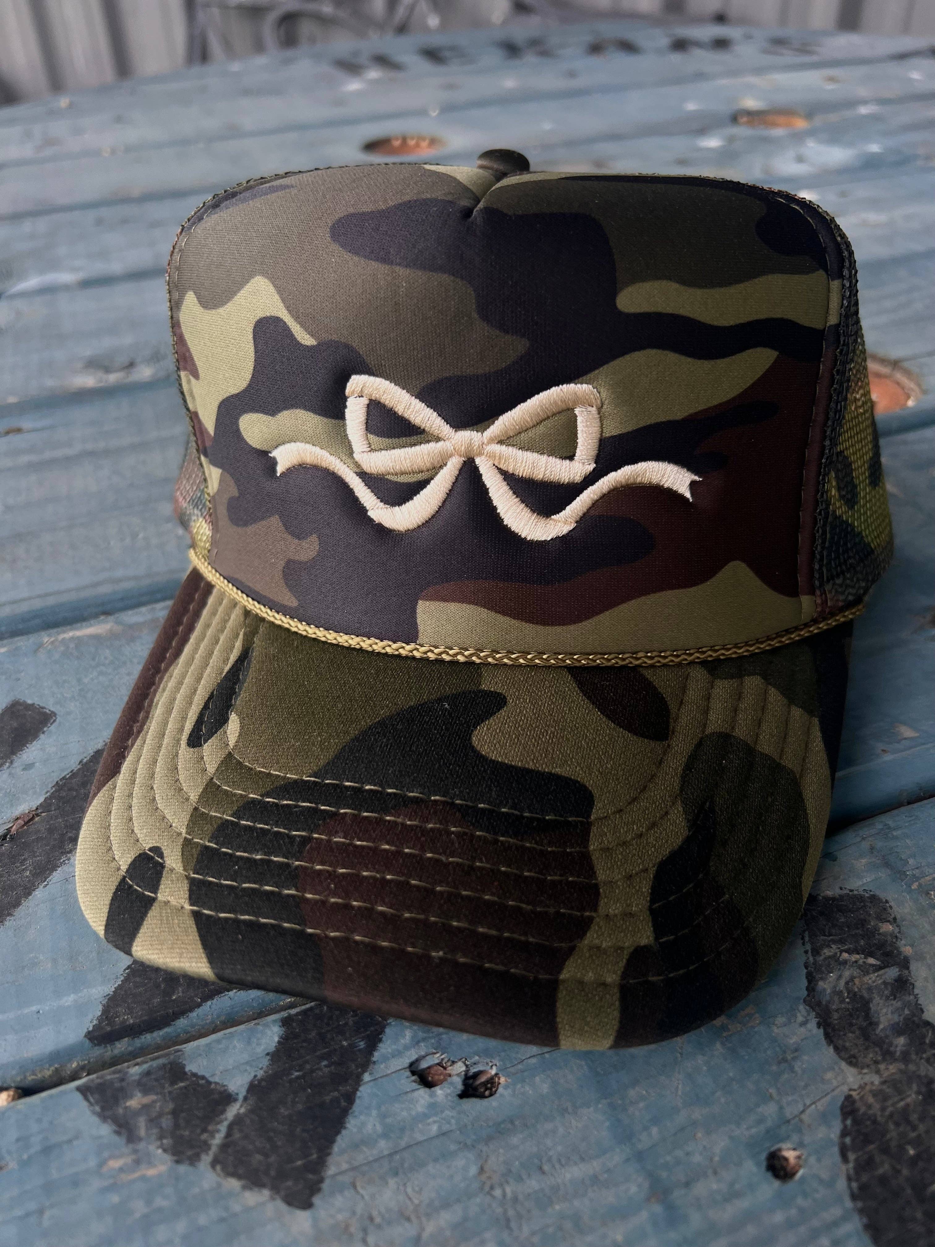 Coquette Bow Embroidery - Solid Camo Otto Trucker Hat