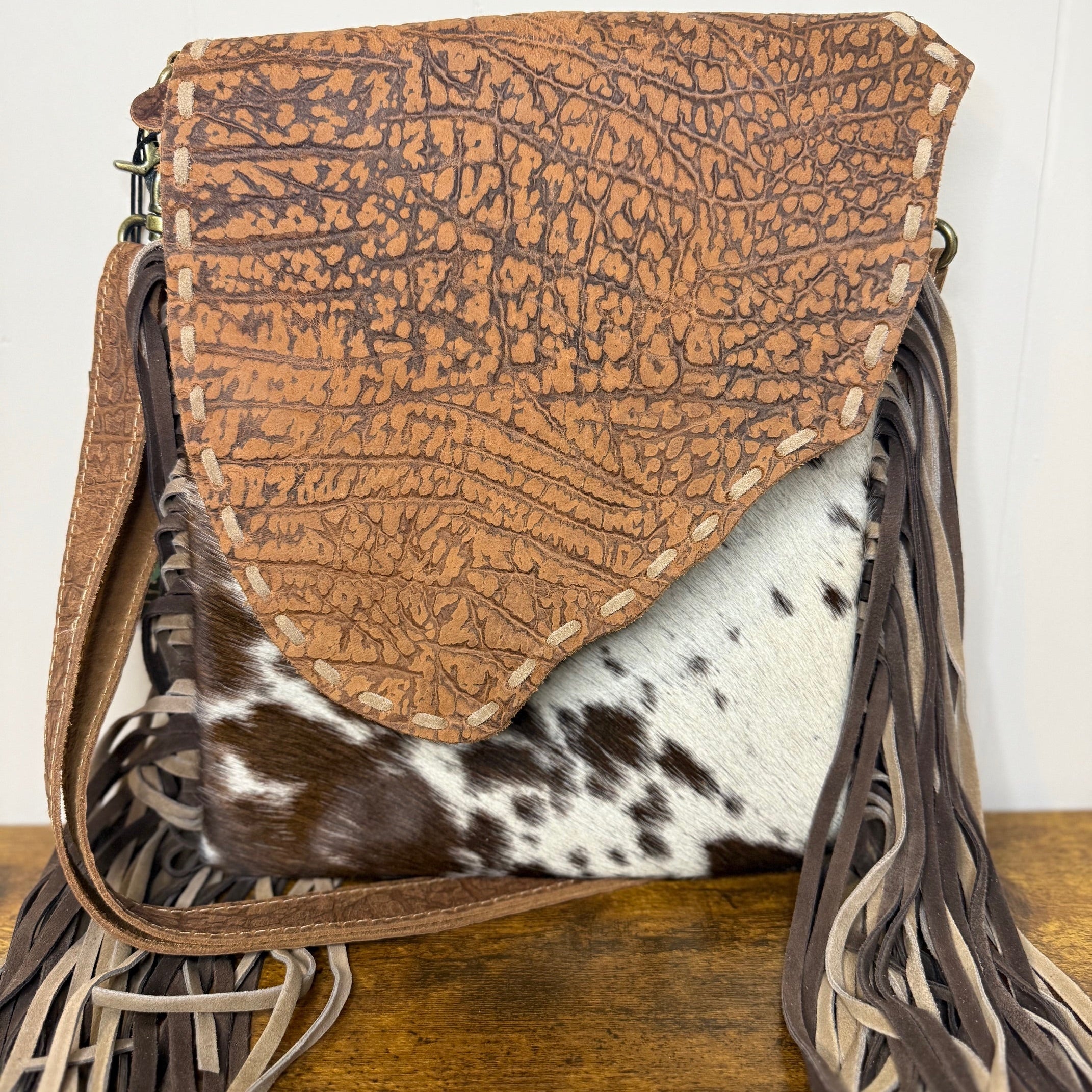 Leather Flap & Fringe Crossbody