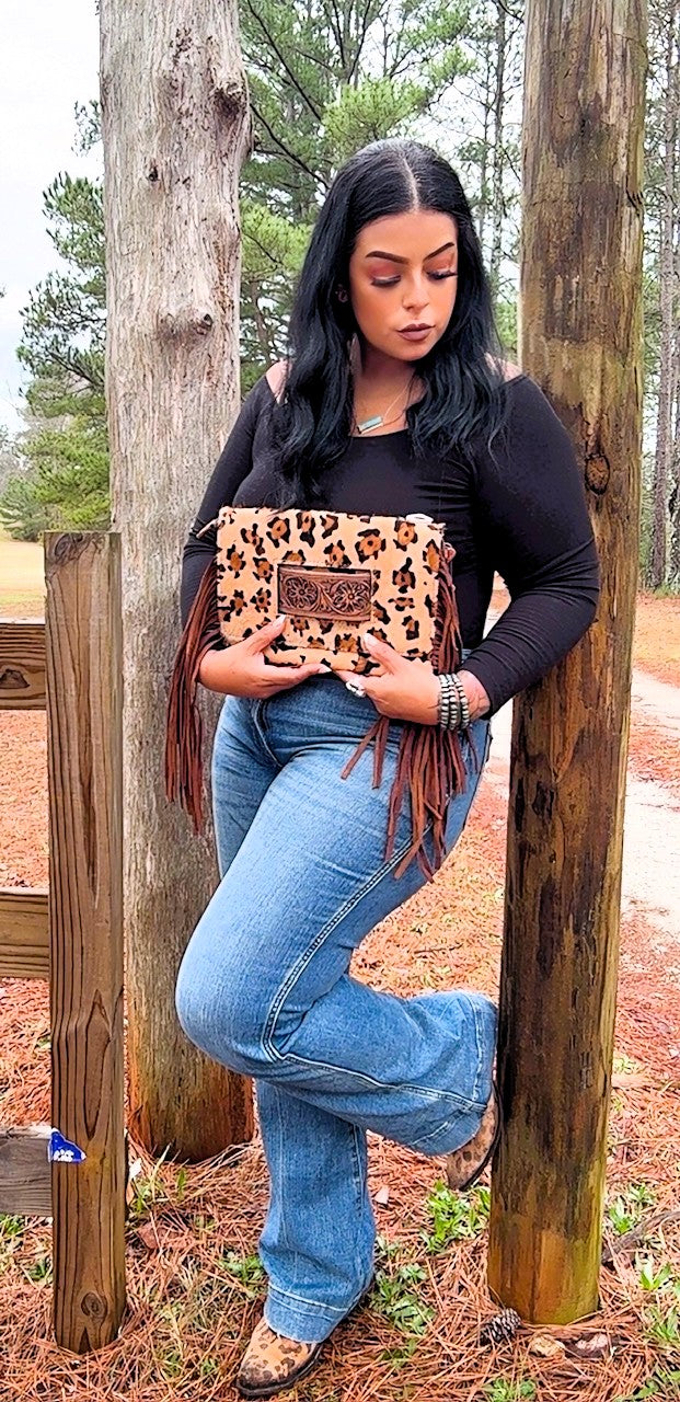 Medium Animal Print Leather Crossbody
